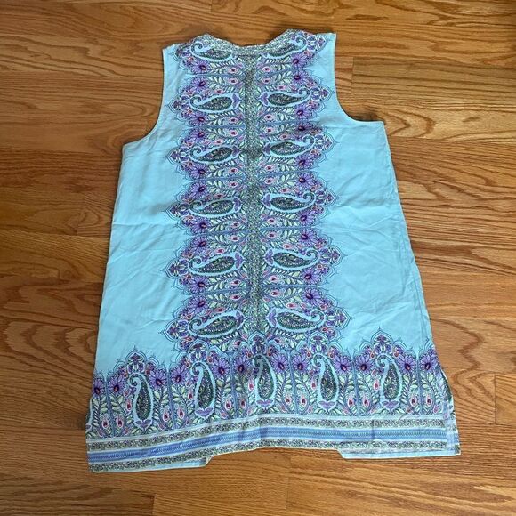 Sleeveless Tunic  Front Blue Purple FloralPaisley - Picture 6 of 12